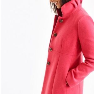 J Crew Factory Uptown Ruffled Collar Coral Dress Coat size 8